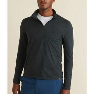 Marine Layer Re-Spun Sport Quarter Zip Long Sleeve Pullover Charcoal Grey XL